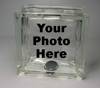 GLASS BLOCK PIGGY BANK - PHOTO ENGRAVED